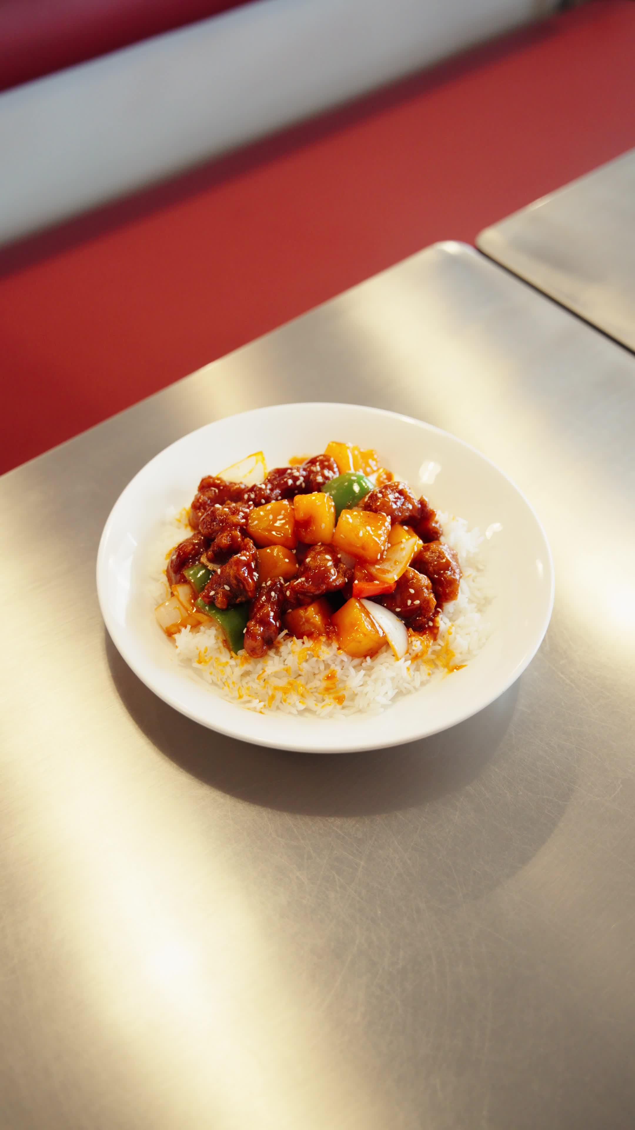 Sweet & Sour Pork with Pineapple on Rice from Mantung Cafe